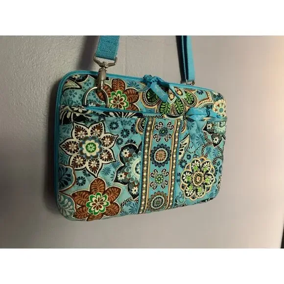 Vera Bradley 12" mini Laptop  Hard Case w/Shoulder Strap in Bali Blue EUC - Picture 2 of 11